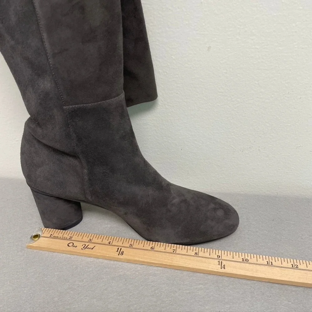 Stuart Weitzman The Eloise 75 Knee High‎ Boots Womens 9 Slate Gray Suede Block